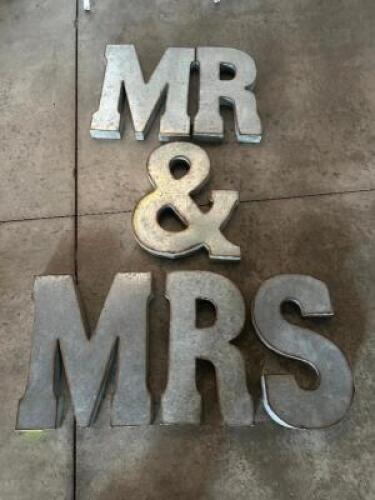 DESCRIPTION 20" MR & MRS. METAL LETTERING LOCATION FIRST FLOOR QTY 1