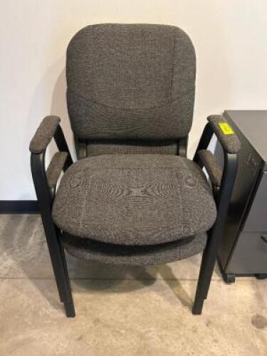 DESCRIPTION (2) GREY UPHOLSTERED ARM CHAIRS. THIS LOT IS: SOLD BY THE PIECE LOCATION OFFICE QTY 2