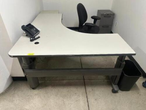 DESCRIPTION (2) 60" X 60" L SHAPED COMPOSITE WORK STATIONS ADDITIONAL INFORMATION W/ CHAIRS THIS LOT IS: SOLD BY THE PIECE LOCATION OFFICE QTY 2