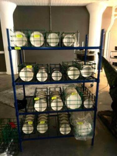 DESCRIPTION 48" X 18" FOUR TIER BLUE WIRE RACK. ADDITIONAL INFORMATION CONTENTS ARE NOT INCLUDED LOCATION SECOND BUILDING QTY 1