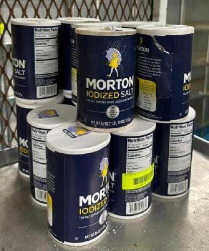 DESCRIPTION: (15) CANS OF IODIZED SALT BRAND/MODEL: MORTON LOCATION: KITCHEN QTY: 15