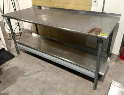 DESCRIPTION: 6' STAINLESS TABLE WITH UNDERSHELF SIZE: 72"X30"X34" LOCATION: BUILDING 2 QTY: 1