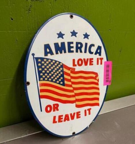 12" X 9" USA SIGN, PORCELAIN