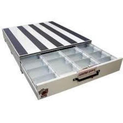 DESCRIPTION: (1) PULL OUT STORAGE DRAWER BRAND/MODEL: WEATHER GUARD #308-3 INFORMATION: WHITE SIZE: 48 X 40 X 9.5 RETAIL$: $1838.26 EA QTY: 1
