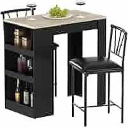 DESCRIPTION: (1) KITCHEN COUNTER DINING TABLE INFORMATION: BLACK - LIGHT OAK, NO CHAIRS INCLUDED SIZE: APPROX 56" X 32" X 37" RETAIL$: $165.00 EA QTY: