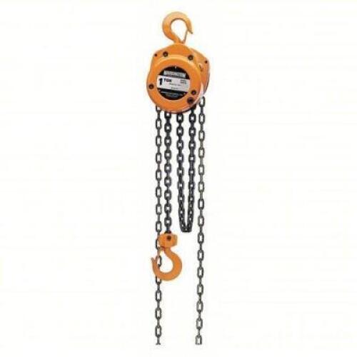 DESCRIPTION: (1) MANUAL CHAIN HOIST BRAND/MODEL: HARRINGTON/CF010-10 INFORMATION: LOAD CAPACITY: 2000 LBS/MAX LIFT: 10' SIZE: 10 HOIST LIFT X 1-1/8"HO