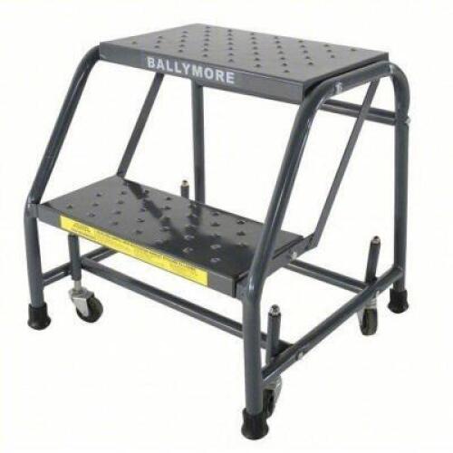 DESCRIPTION: (1) STEP STOOL BRAND/MODEL: BALLYMORE #8YDX8 INFORMATION: 2 STEPS, STEEL, 450 LB LOAD CAP SIZE: 1.6' HT RETAIL$: $189.92 EA QTY: 1