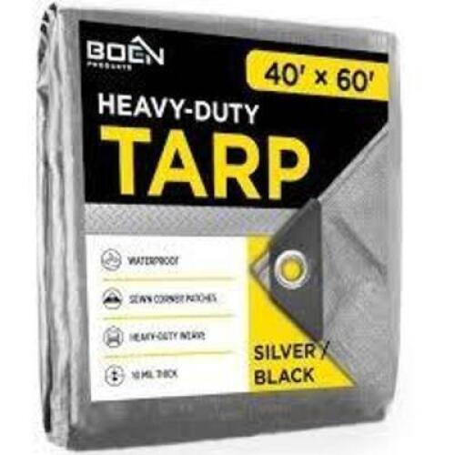 DESCRIPTION: (1) HEAVY DUTY TARP BRAND/MODEL: VALUE COLLECTION #00228205 INFORMATION: SILVER / BLACK SIZE: 40' X 60' RETAIL$: $592.30 EA QTY: 1