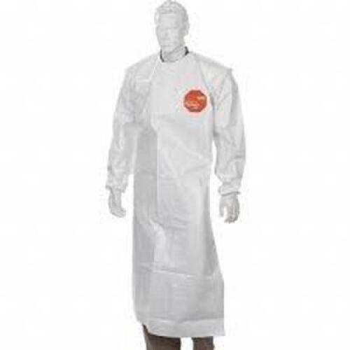 DESCRIPTION: (12) DISPOSABLE SLEEVED APRON BRAND/MODEL: TYCHEM 4000 #56907801 INFORMATION: ELASTIC WAIST SIZE: 52" RETAIL$: $199.15 TOTAL QTY: 12
