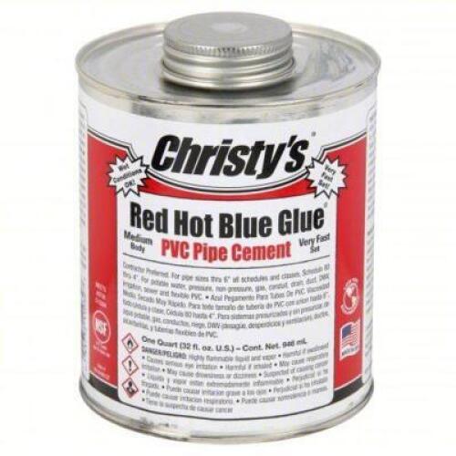 DESCRIPTION: (3) RED HOT BLUE GLUE PVC PIPE CEMENT BRAND/MODEL: CHRISTY'S 45RF98 SIZE: 32.OZ RETAIL$: $109.17 QTY: 3