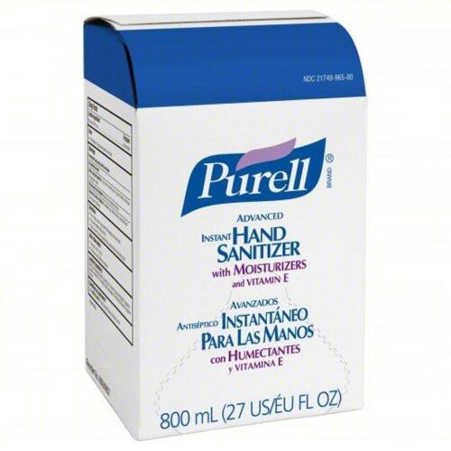 DESCRIPTION: (1) CASE OF (12) HAND SANITIZER GEL CARTRIDGE BRAND/MODEL: PURELL 9657-12 SIZE: 800mL RETAIL$: $218.28 QTY: 1