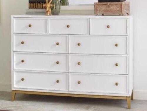 9 DRAWER DRESSER WITH GOLD ACCENTS