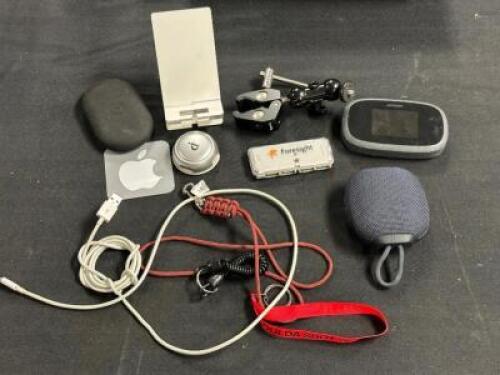 LARGE GROUP OF ASSORTED ELECTRICAL CORDS, COMPUTER CORDS, IPHONE CORDS, SPEAKERS AND COMPUTER ACCESSORIES