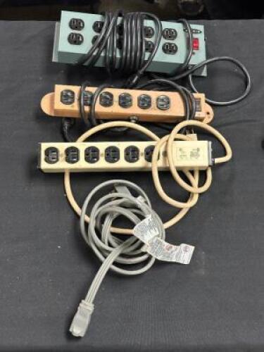 (3) - HEAVY DUTY SURGE PROTECTORS AND (1) - HEAVY DUTY EXTENSION CORD