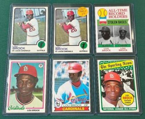 (6) - LOU BROCK BASEBALL CARDS
