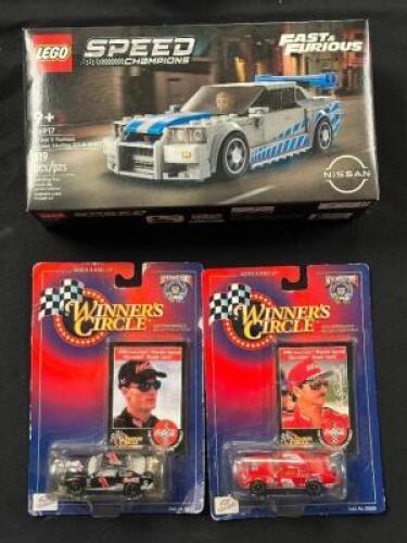 FAST AND FURIOUS LEGO SPEED CHAMPIONS NISSAN GTR SET AND (2) - WINNERS CIRCLE MATCH BOX CARS