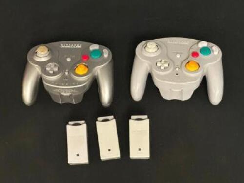 (2) - WIRELESS GAMECUBE CONTROLLERS WITH ADDITIONAL WIRELESS RECEIVER