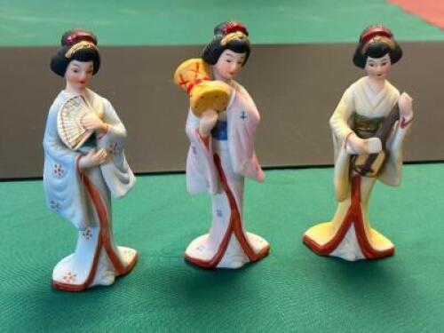 (3) - VINTAGE TAIWAN GEISHA FIGURINES