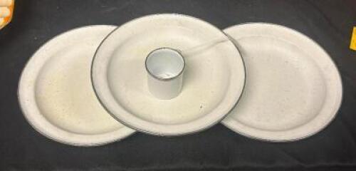 (3) - DISH SET ENAMEL WARE WITH COFFEE CUP