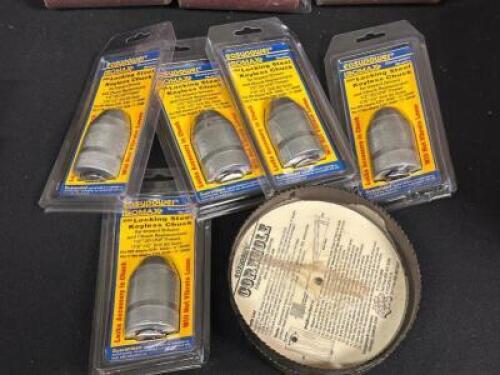 LOCKING STEEL KEYLESS CHUCKS AND CORNHOLE DRILL BIT