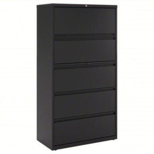 DESCRIPTION: (1) BLACK, 5 DRAWER FILE CABINETBRAND/MODEL: HIRSH 415G49INFORMATION: MUST INSPECT!SIZE: 67 5/8" X 36" X 18 5/8"RETAIL$: $1,043.02QTY: 1
