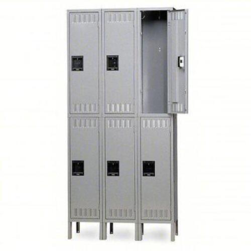 DESCRIPTION: (1) SET OF 2 TIER 3 DOOR LARGE COMPARTMENT WARDROBE LOCKERS BRAND/MODEL: TENNSCO 4LA26 SIZE: 45" W 18" D 78" H RETAIL$: $1,171.83 QTY: 1