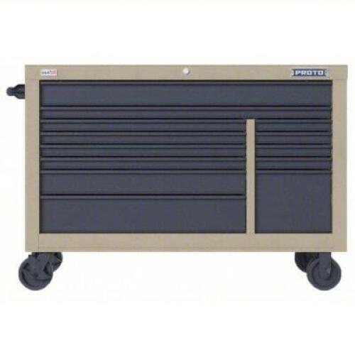 DESCRIPTION: (1) 13 DRAWER ROLLING TOOL CABINET, TANBRAND/MODEL: PROTO 60FG07SIZE: 55" X 38 1/2" X 22 3/8"RETAIL$: $3,565.55QTY: 1
