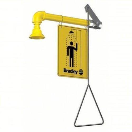 DESCRIPTION: (1) PLUMBED EMERGENCY SHOWER BRAND/MODEL: BRADLEY #2P268 INFORMATION: WALL MNT, PLASTIC SPRAYHEAD, GALVANIZED STEEL PIPE, YELLOW, 1 IN NP
