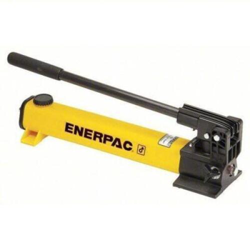 DESCRIPTION: (1) HYDRAULIC HAND PUMP BRAND/MODEL: ENERPAC #46C558 INFORMATION: 2 STAGES, SINGLE ACTING, 10,000 PSI MAX. PRESSURE 1ST STAGE, STEEL RETA
