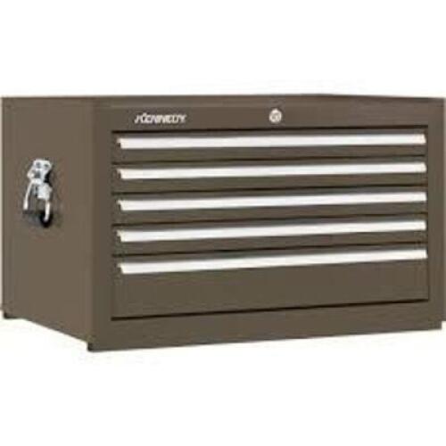 DESCRIPTION: (1) TOP CHEST TOOL STORAGE BOXBRAND/MODEL: KENNEDYINFORMATION: BROWNSIZE: 5 DRAWER, APPROX 27" X 18" X 16 1/2"RETAIL$: $791.43 EAQTY: 1