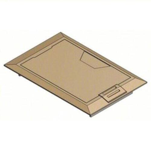 DESCRIPTION: (1) FLOOR BOX COVER BRAND/MODEL: STEEL CITY #30EC73 INFORMATION: BRASS, BRUSHED, GOLD, RECTANGULAR SIZE: 8-3/8" L X 5-1/2" W X 7/8" H RET