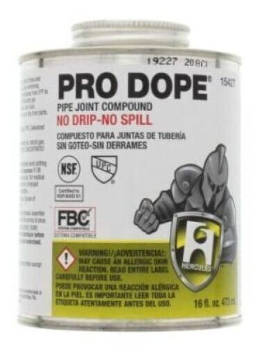 DESCRIPTION: (4) PRO DOPE PIPE THREAD SEALANT BRAND/MODEL: HERCULES 15427 SIZE: 16oz RETAIL$: $55.20 QTY: 4