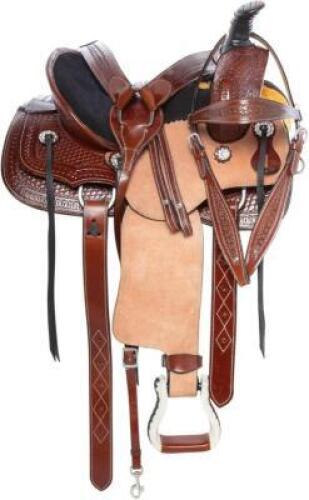 PREMIUM LEATHER WESTERN RANCH ROPING SADDLE