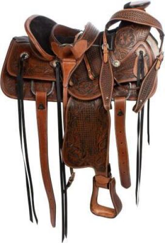 PREMIUM LEATHER WESTERN ROPING SADDLE