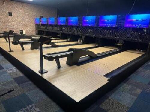 (4) 2022 BRUNSWICK STRING PIN PINSETTER BOWLING LANES / MACHINES. EACH MACHINE HAS (2) LANES