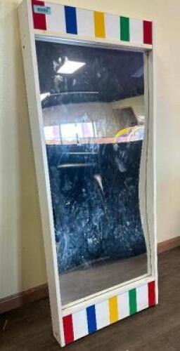 (2) 60" X 30" FUN HOUSE MIRRORS W/ WHITE WOODEN FRAMES
