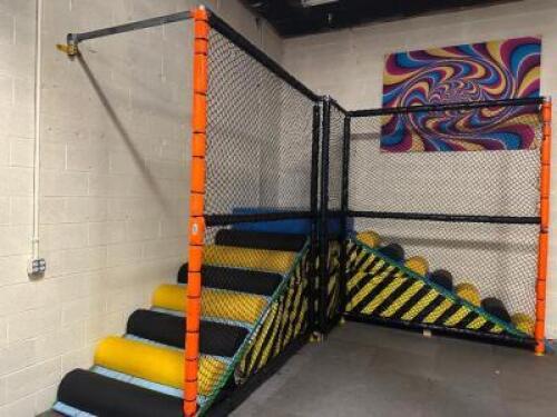 10' X 10' L SHAPED INDOOR SOFT PLAY STRUCTURE RAMP W/ SIDE NETTING.