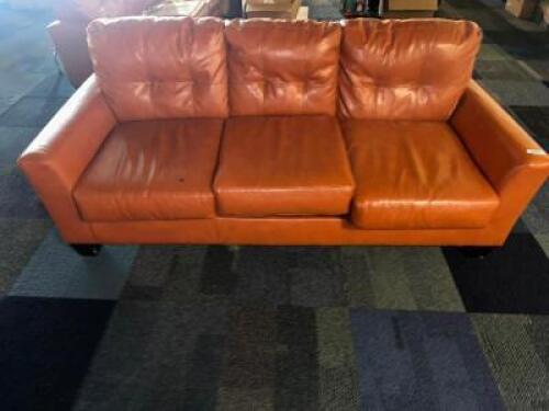 80" COGNAC LEATHER SOFA