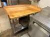 DESCRIPTION 48" X 30" BUTCHER BLOCK TABLE W/ BACK AND SIDE SPLASH BRAND / MODEL: JOHN BOOS SIZE 48" X 30" LOCATION KITCHEN QTY 1 - 3