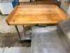 DESCRIPTION 48" X 30" BUTCHER BLOCK TABLE W/ BACK AND SIDE SPLASH BRAND / MODEL: JOHN BOOS SIZE 48" X 30" LOCATION KITCHEN QTY 1 - 4