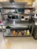 DESCRIPTION 72" X 30" STAINLESS TABLE W/ TWO TIER RISER SHELF AND 48" HATCO WARMING LAMP SIZE 72" X 30" LOCATION KITCHEN QTY 1