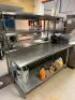 DESCRIPTION 72" X 30" STAINLESS TABLE W/ TWO TIER RISER SHELF AND 48" HATCO WARMING LAMP SIZE 72" X 30" LOCATION KITCHEN QTY 1 - 4
