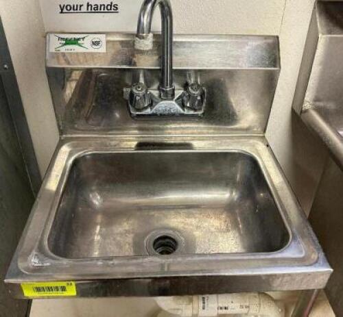 DESCRIPTION WALL MOUNTED STAINLESS HAND SINK BRAND / MODEL: REGENCY 600HS17 LOCATION KITCHEN QTY 1