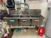 DESCRIPTION THREE WELL STAINLESS POT SINK W/ SPRAYER AND SOAP DISPENSER. SIZE 60" LOCATION KITCHEN QTY 1