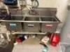 DESCRIPTION THREE WELL STAINLESS POT SINK W/ SPRAYER AND SOAP DISPENSER. SIZE 60" LOCATION KITCHEN QTY 1 - 4