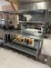 DESCRIPTION 72" X 24" STAINLESS TABLE W/ TWO TIER RISER SHELF. ADDITIONAL INFORMATION W/ TICKET RAIL SIZE 72" X 24" LOCATION KITCHEN QTY 1
