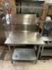 DESCRIPTION 36" X 30" STAINLESS TABLE W/ TWO TIER WIRE RISER SHELF. LOCATION KITCHEN QTY 1 - 2
