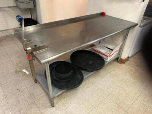 DESCRIPTION 72 "X 30" STAINLESS TABLE W/ MOUNTED CAN OPENER AND 1" BACK SPLASH SIZE 72" X 30" LOCATION KITCHEN QTY 1