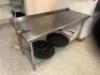 DESCRIPTION 72 "X 30" STAINLESS TABLE W/ MOUNTED CAN OPENER AND 1" BACK SPLASH SIZE 72" X 30" LOCATION KITCHEN QTY 1