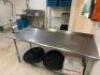 DESCRIPTION 72 "X 30" STAINLESS TABLE W/ MOUNTED CAN OPENER AND 1" BACK SPLASH SIZE 72" X 30" LOCATION KITCHEN QTY 1 - 2